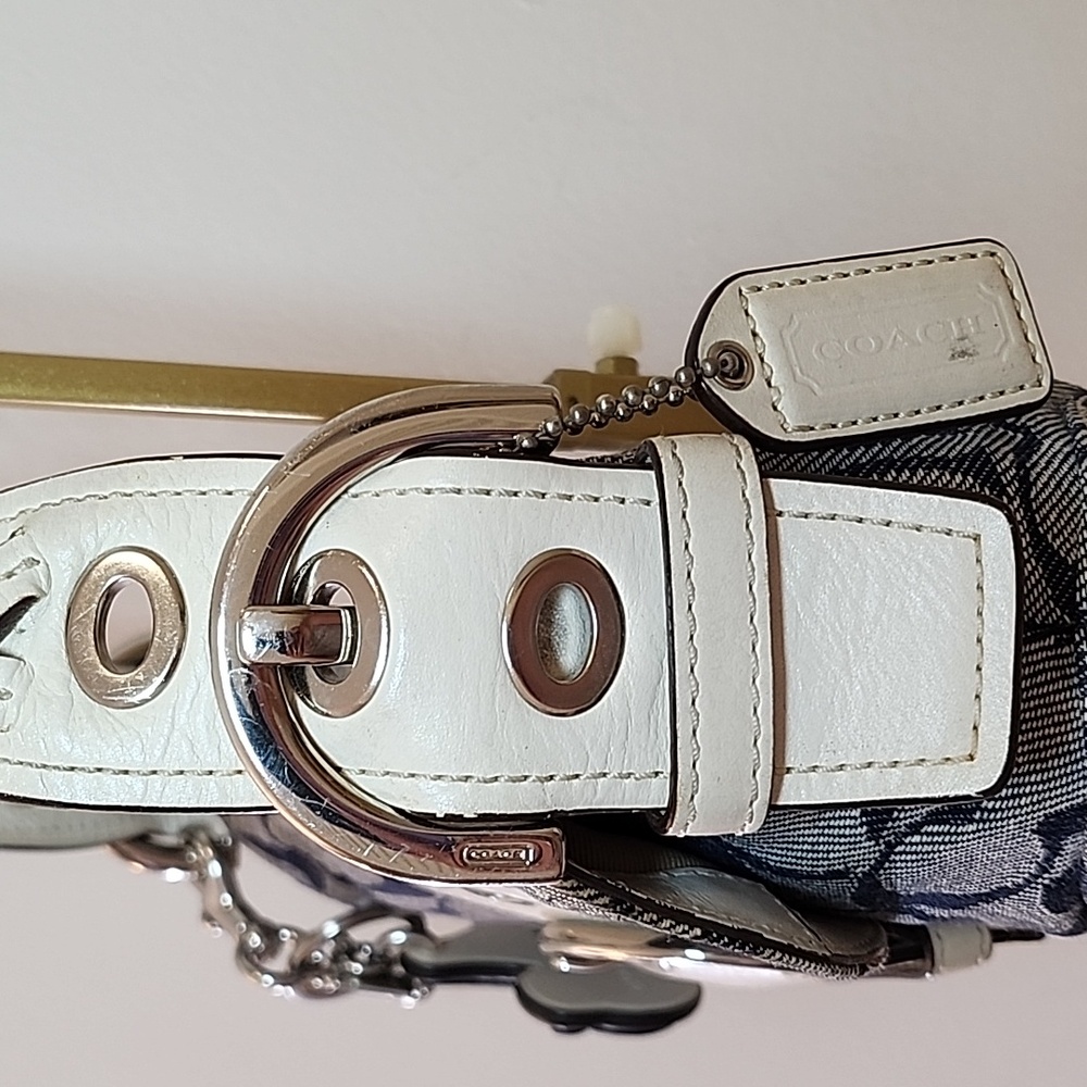 Coach Y2K Soho shoulder bag monogram canvas buckle closure braided strap Navy - Picture 7 of 16